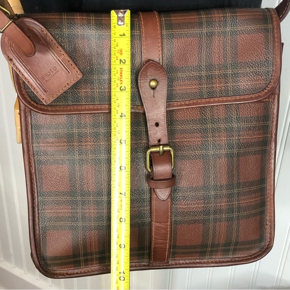 WRALPH LAUREN Tartan Plaid Brown Green Plaid Doctor's Crossbody Messenger Bag - Picture 10 of 17